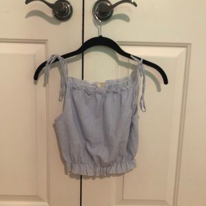 blue and white striped tank top